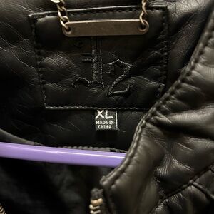 Black Quilted Jacket XL Faux Leather Jacket